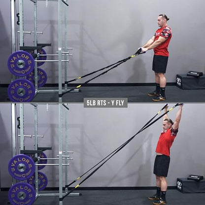 Valor Fitness Resistance Bands - 5lb to 25lbs - Carabiners Attached & 2 Bands per Weight Option with Handles– Sheath Covered - Strength Training New Compact 39" Design - Wall Door Rack Mount Options - color: Black -Set of 5,10,15lb Pairs