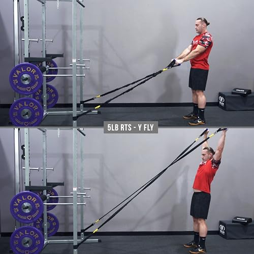 Valor Fitness Resistance Bands - 5lb to 25lbs - Carabiners Attached & 2 Bands per Weight Option with Handles– Sheath Covered - Strength Training New Compact 39" Design - Wall Door Rack Mount Options - color: Black -5 lb Pair