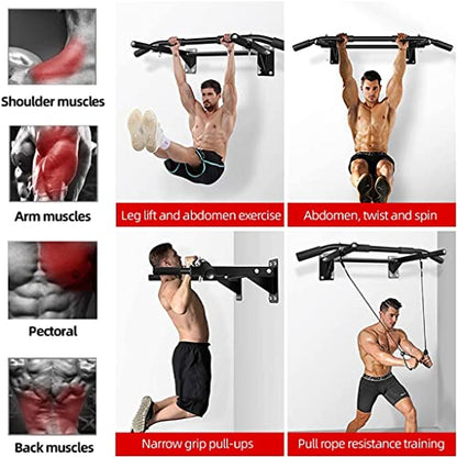 Wall Mounted Heavy Duty Bar Steel Home Gym Indoor Pull Up Training Fitness Equipment Load 200kg