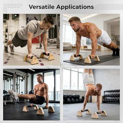 2 Pcs Wooden Parallettes Bars, Push Up Stands for Handstand Training and Fitness Exercise, Non Slip Base, 330 lbs Weight Capacity Calisthenics Equipment