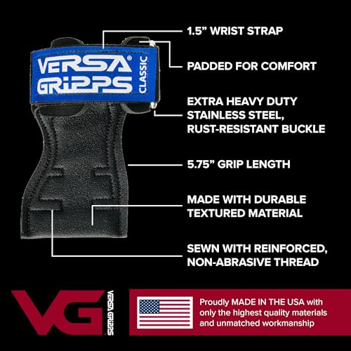 Versa Gripps® Classic Wrist Straps, Train Better, Choose Size and Color - color: Blue, size: Small: 6 to 7 inch wrist