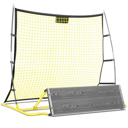 2 in 1 Soccer Rebounder Net & Board, Dual-Sided Rebounder for Solo/Team Practice, High-Bounce Soccer Bounce Back Net for Passing,Volley, Football Trainer Net with Board Wall for All Players