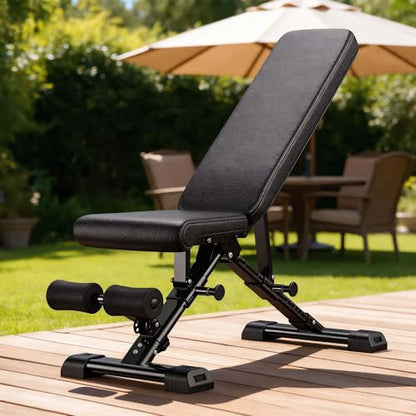 Adjustable Workout Bench, 880 LBS Workout Foldable Weight Benches for Home Gym, Heavy Duty Gym Chair for Bench Press Strength Training Exercise