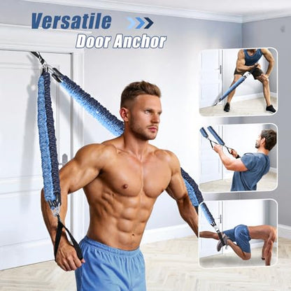 Upgraded Pilates Bar Kit with Resistance Bands Natural Latex for Women & Men, Heavy-Duty Stainless Steel Multifunctional Yoga Pilates Stick for Home Gym Exercise Fitness Equipment Full-Body Workouts