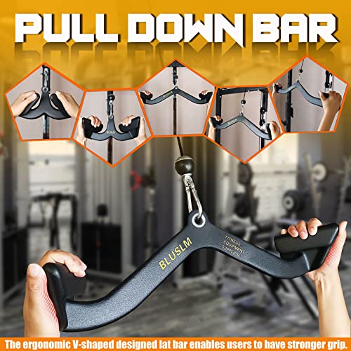 LAT Pull Down Bar for Cable Machine, LAT Pulldown Attachments T-bar V-bar Cable Attachment for Gym, Back Tricep Strength Training Handle