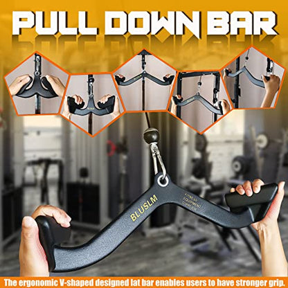LAT Pull Down Bar for Cable Machine, LAT Pulldown Attachments T-bar V-bar Cable Attachment for Gym, Back Tricep Strength Training Handle