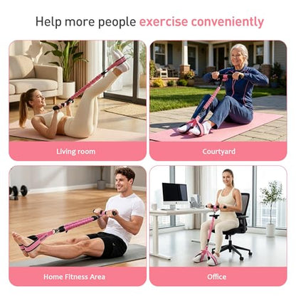 Upgraded Multifunction Pedal Resistance Band with Handle, 3 Tube Adjustable Resistance Bands for Abdomen, Waist, Arm, Core/ABS, Leg Workout Sit Up Exercise Equipment for Women