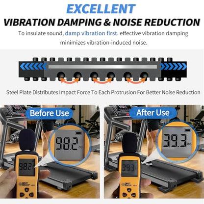 Heavy Duty Exercise Equipment Mat Pads Natural Rubber, 0.8 Thick 4 x 4 Inches 4 Pcs Non Slip Noise Reduction Anti Vibration Treadmill Stationary Bike Mats, Steel Embedded Pads for Hardwood Floors - size: 4''x 4'', 4pcs