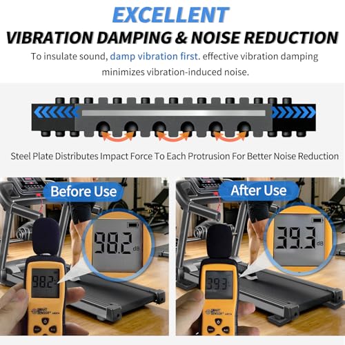 Heavy Duty Exercise Equipment Mat Pads Natural Rubber, 0.8 Thick 4 x 4 Inches 4 Pcs Non Slip Noise Reduction Anti Vibration Treadmill Stationary Bike Mats, Steel Embedded Pads for Hardwood Floors - size: 6''x 6'', 6pcs