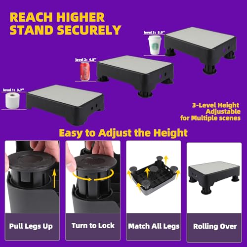 Adjustable Step Stool, Noctilucent Bedside Step, 700 LBS Capacity Safety Step Platform, Indoor and Outdoor Foot Stool for Seniors and Kids, Wide Step Stools Elderly Assistance at Night