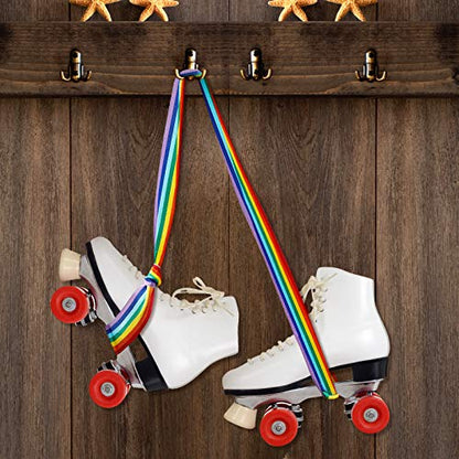 Skylety 2 Pcs Roller Skate Leash Adjustable Stretching Skate Boot Shoulder Strap Carrier for Child Women Men Skating - style: Rainbow Color Style