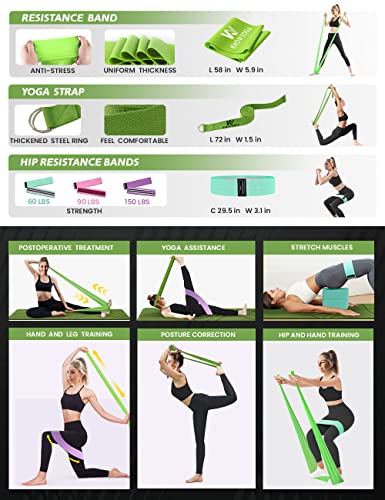Yoga Starter Kit 12 in 1 - Yoga Set Include Yoga Mat, Foam Roller, 4 Resistance Bands, Yoga Blocks 2 Pack with Strap, 2 Peanut Massage Balls, Yoga kit and Sets for Beginners - style: GREEN