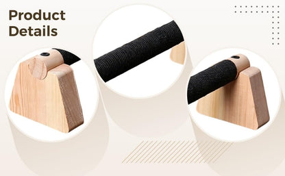 2 Pcs Wooden Push-Up Stands, 9.8 x 1.2 in Solid Wood Home Gym Equipment for Strength Training with Handle, Non-Slip Grip, Triangle Support Base for L-Sit, Dips, Core Workouts, Arm Muscle Enhancement