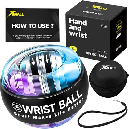 XMALL Torque Ball Hand Exerciser, Grip Strength Trainer, Auto-Start, Forearm Strengthener, Hand Strengthening Devices, Wrist Power Gyro Ball, Wrist Strengthener, Finger Exerciser - color: Black