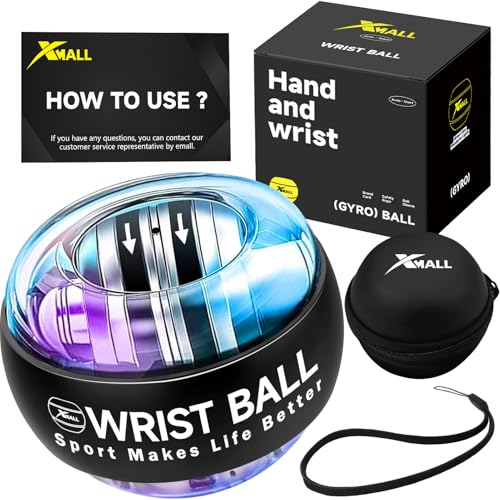 XMALL Torque Ball Hand Exerciser, Grip Strength Trainer, Auto-Start, Forearm Strengthener, Hand Strengthening Devices, Wrist Power Gyro Ball, Wrist Strengthener, Finger Exerciser - color: Black