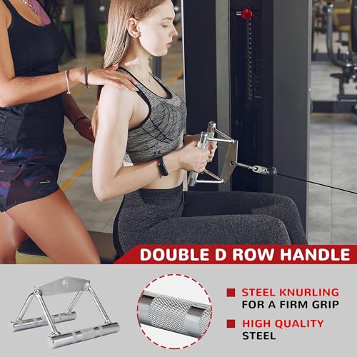 Fitvids Cable Attachment Set 800LB LoadCapacity Tricep Rope, Row Handle, StraightBar, V Bar Commercial Grade Cable MachineAccessories for Home Gym Workouts - size: 4-Piece Set-Chrome