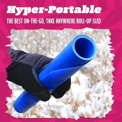 Flexible Flyer Flying Carpet Lightweight Roll-Up Snow Sled – 36" Portable Rolling Snow Slider Mat for Kids, Durable & Easy to Carry for Outdoor Winter Fun, Blue