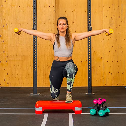 PRISP Adjustable Aerobic Stepper, 2 Height Levels (4"/6") Exercise Step Platform for Home Gym and Fitness Training; 26 x 11inch