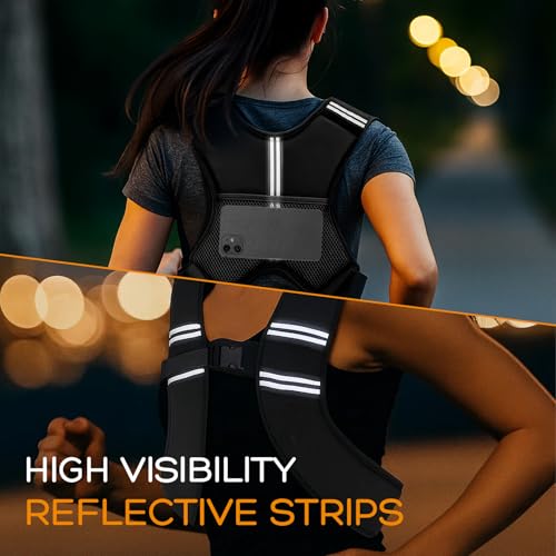 Weighted Vest for Men and Women, Silicone-Iron Fill Even Weight, Adjustable Workout Weight Vest with Reflective Stripes & Phone Pocket, Body Strength Training Gear for Walking Rucking Gym - size: 8 lb