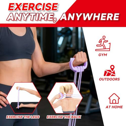 6 Gear Adjustable Resistance Bands, Fitness Resistance Bands Exercise Bands with Comfort Grips, Unisex, for Arms, Chest Extender, Home Workout, Fitness, Pilates - color: Purple