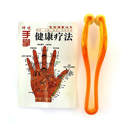 2 Pieces Orange Finger Joints Massager Hand Handheld Blood Circulation Tool Stress Relief Plastic Care Relax Double Rubber Roller Massage (2)