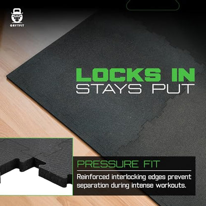 Interlocking Rubber Floor Tiles – Heavy Duty 100% Rubber Gym Flooring for Home Gym, Garage, Workout Room, Equipment Mats, Indoor/Outdoor Mats, Gray Fleck 4-Pack (4, Gray Fleck, 22.5" x 22.5")