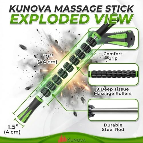 (TM) Muscle Roller Stick - Massage Tool for Releasing Myofascial Trigger Points, Reducing Muscle Soreness, Soothing Cramps and Relieving Muscle Pain