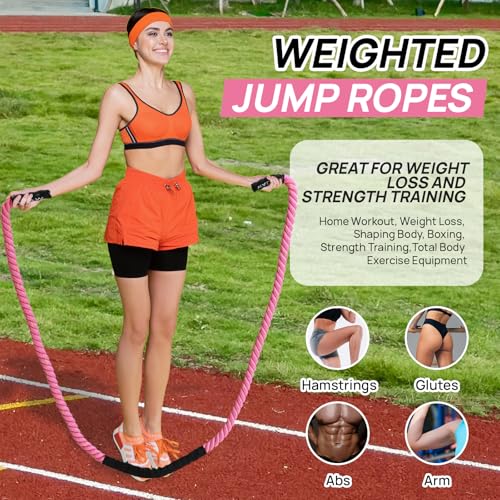 Weighted Jump Rope for Fitness – Heavy Skipping Rope for Women & Adults, Ideal for Home Gym Workouts, Strength Training, Weight Loss, and Boxing - size: 2.5 LBS
