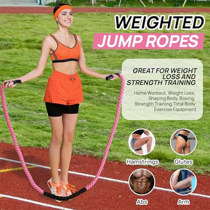 Weighted Jump Rope for Fitness – Heavy Skipping Rope for Women & Adults, Ideal for Home Gym Workouts, Strength Training, Weight Loss, and Boxing - size: 1.5 LBS