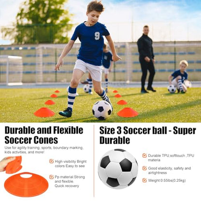 Kids Soccer Goals for Backyard Set - 2 Pack of Portable Pop Up Soccer Nets with Ball,Cones,Complete Training Equipment Kit for Toddler,Youth,Kids Age 3-14,Outdoor Sports Game