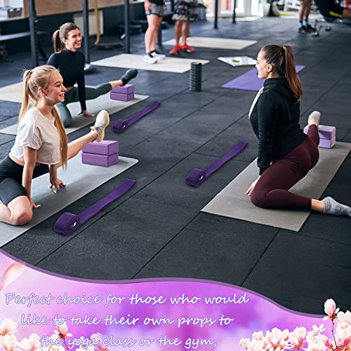 Wettarn 15 Pack Yoga Block and Strap Set 15 Pcs Non-slip Yoga Blocks with 15 Pcs Metal D Ring Stretching Exercise Workout Fitness Accessory for Gym