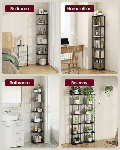 VASAGLE 6-Tier Shelf, Storage Shelves, Bookcase with Shelves, Living Room - color: Ebony Black + Ink Black, size: 6 Tiers (15"W)