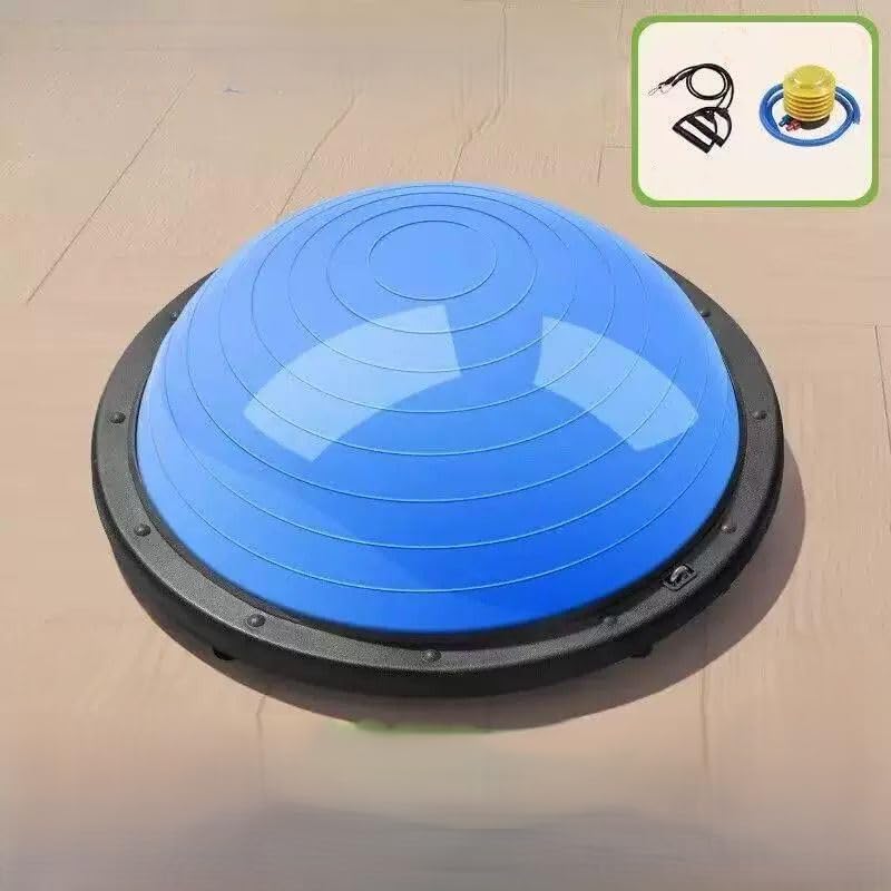 Half Exercise Ball Trainer - Balance Yoga Ball with 2 Straps, Resistance Bands & Foot Pump - Stability & Core Strength Board for Home Gym, Pilates, Fitness, Balance, Full Body Workouts