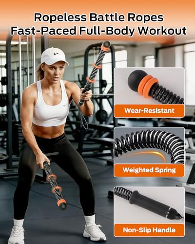 2PCS Ropeless Battle Ropes with Resistance Bands for Home Gym Workouts - color: Black