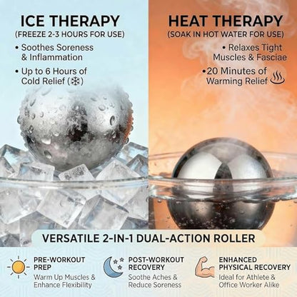 Cold Massage Roller Ball - Ice Roller Ball for Muscles Deep Tissue, Cold & Heat Therapy, Plantar Fasciitis Roller