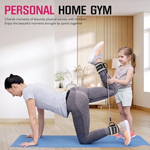 Ankle Resistance Bands with Cuffs, Home Gym Workout Equipment, Lifting Glute Butt Exercise Equipment for Women, Ankle Weights Fitness Set, Leg Booty Equipment for Training Perfect Body Shape - color: A-Grey