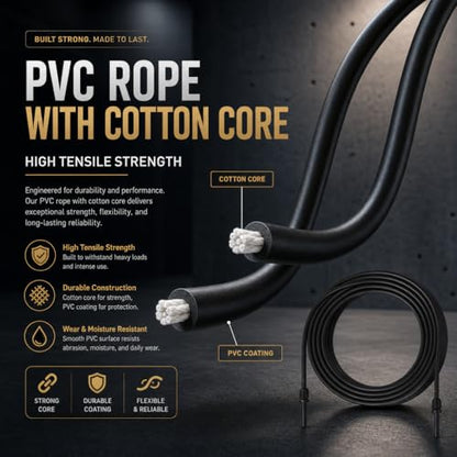 10,000-Drop Unbreakable Jump Rope, 5mm PVC Adjustable Speed Rope with Ergonomic PP Handles for Boxing, HIIT & Home Gym - color: Black