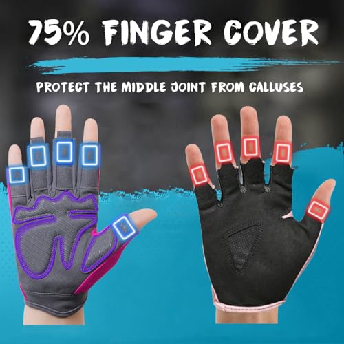 Breathable Workout Gloves for Women, Thick Padded Weight Lifting Gloves, Full Palm Protection & Extra Grip for Women Gym, Rowing, Fitness Training and Hanging - size: Medium