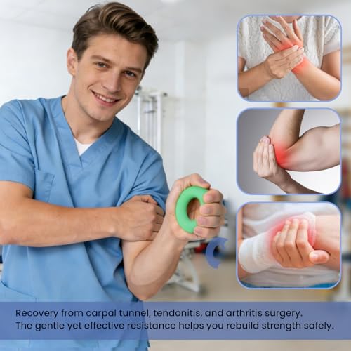 Grip Strength Trainer Kit (9 Pack,L size), Forearm Strengthener & Finger Exerciser for Recovery, Hand Strengthening Devices for Arthritis & Rock Climbing, Physical Therapy Equipment