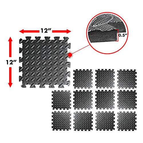 Puzzle Exercise Mat with EVA Foam Interlocking Tiles - Interlocking Floor Mats for Gym Equipment - Ideal for Home Gym, Aerobic, Yoga and Pilates