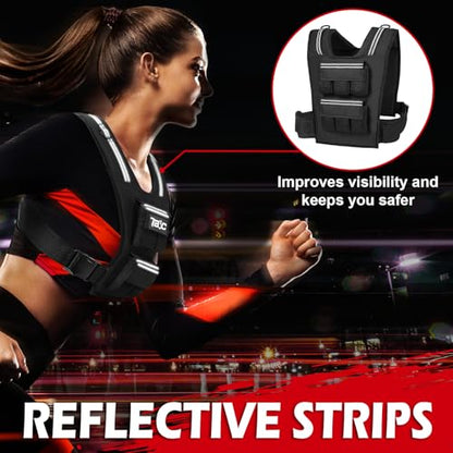 Adjustable Weighted Vest Men and Women 20lbs/ 30lbs/ 40lbs Weights with Reflective Stripe, Weight Vest Woman Workout Vest for Strength Training,Running & Walking - size: 30 LB