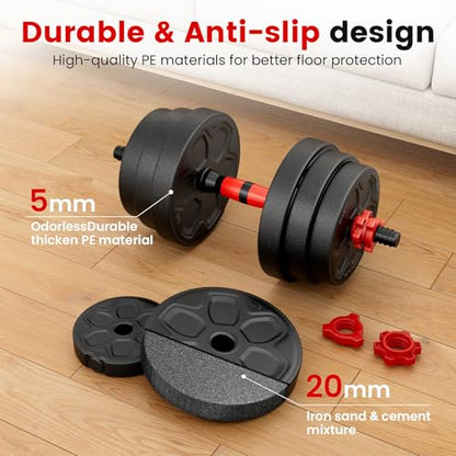 Adjustable Dumbbell Set, 20/33/45/70/90lbs Free Weight Set with Connector, 4 in1 Dumbbells Set Used as Barbell, Kettlebells, Push up Stand, Weight Set for Home Gym Suitable Men/Women - color: 45LB (22.5LB Pair)