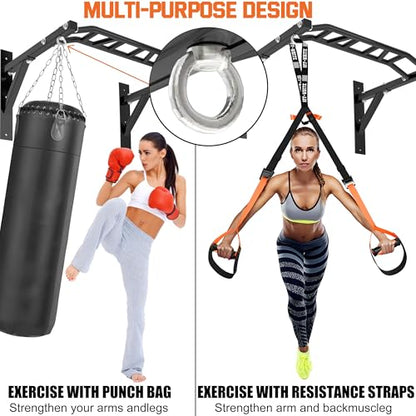 Upgrade Pull Up Bar Wall Mounted,Heavy Duty Multi Grip Chin Up Bar for Strength Training, 600 lbs Capacity, Durable Steel Construction, Perfect for Home and Garage Workouts - color: Multi-Grip