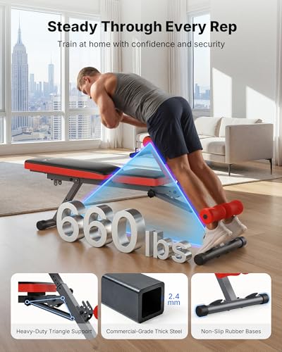 MERACH Back Extension Machine Roman Chair, 660LBS Adjustable Foldable