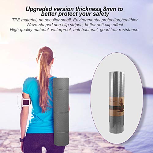 Yoga Mat 1/3" (8mm) Thick Non-Slip, Women Men Fitness & Exercise Mat, 72"Lx24"W Eco-Friendly TPE Workout Mat with Carrying Strap for Yoga, Pilates, Home Gym, Floor Exercises
