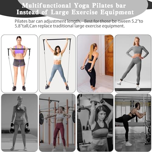 Pilates Bar Kit with Resistance Bands,Pilates Bar with Stackable Bands Workout Equipment for Legs,Hip,Waist and Arm,Exercise Fitness Equipment for Women & Men Home Gym Yoga Pilates - color: Dark Black