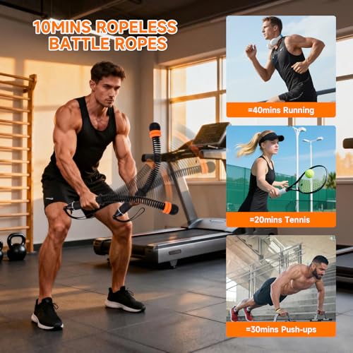 Adjustable Ropeless Battle Ropes, Portable Training Ropes for Home Gym, Quiet Air Resistance Heavy Duty Cordless Battle Rope, Versatile Exercise Equipment for Indoor and Travel Exercise