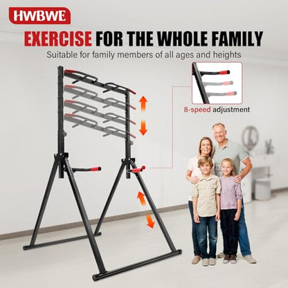 Foldable Power Tower Dip Station Pull Up Bar Station,Adjustable Multifunction Training Fitness Equipment for Home Outdoor Triangular