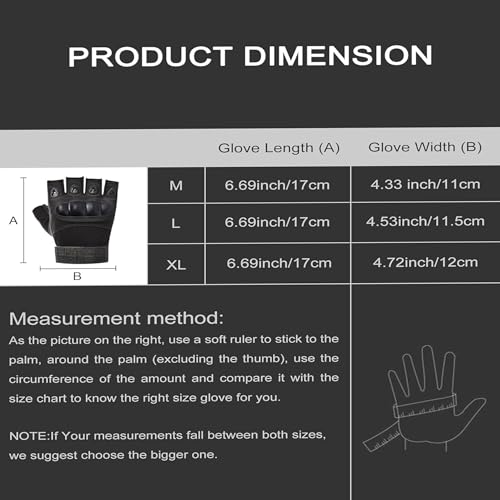 Adult Fingerless Motorcycle Gloves - Soft Shell Protection,Breathable Grip,Wrist Support for Motorbike Riding,Exercise & Fitness,Tactical Training,Cycling,Wild Survival Black L