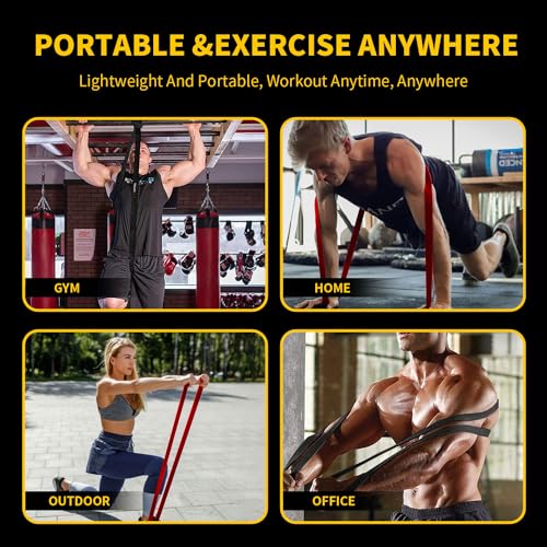 Resistance Bands for Working Out, Pull Up Bands for Men Women, Thick Heavy Resistance Band Set with Door Anchor, Elastic Exercise Bands for Body Stretching, Physical Therapy, Home Workouts